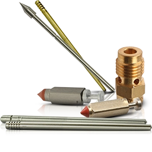 Carburettor needles, float needle valves and nozzles for precise fuel metering in the engine.